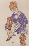 Egon Schiele, Portrait of the Artist's Seated,Holding Her Right Leg (mk12)